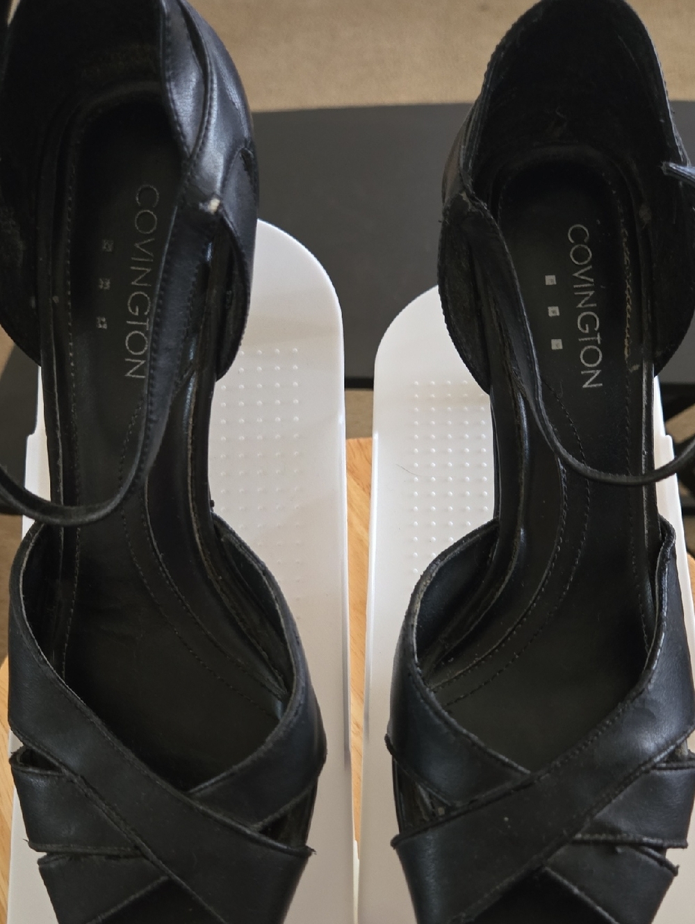 Covington Black Women's Ankle-Strap Crisscross Heels